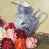 Grande Huile sur Toile « Bouquet de Pivoines » de P. Dolzan – 1930