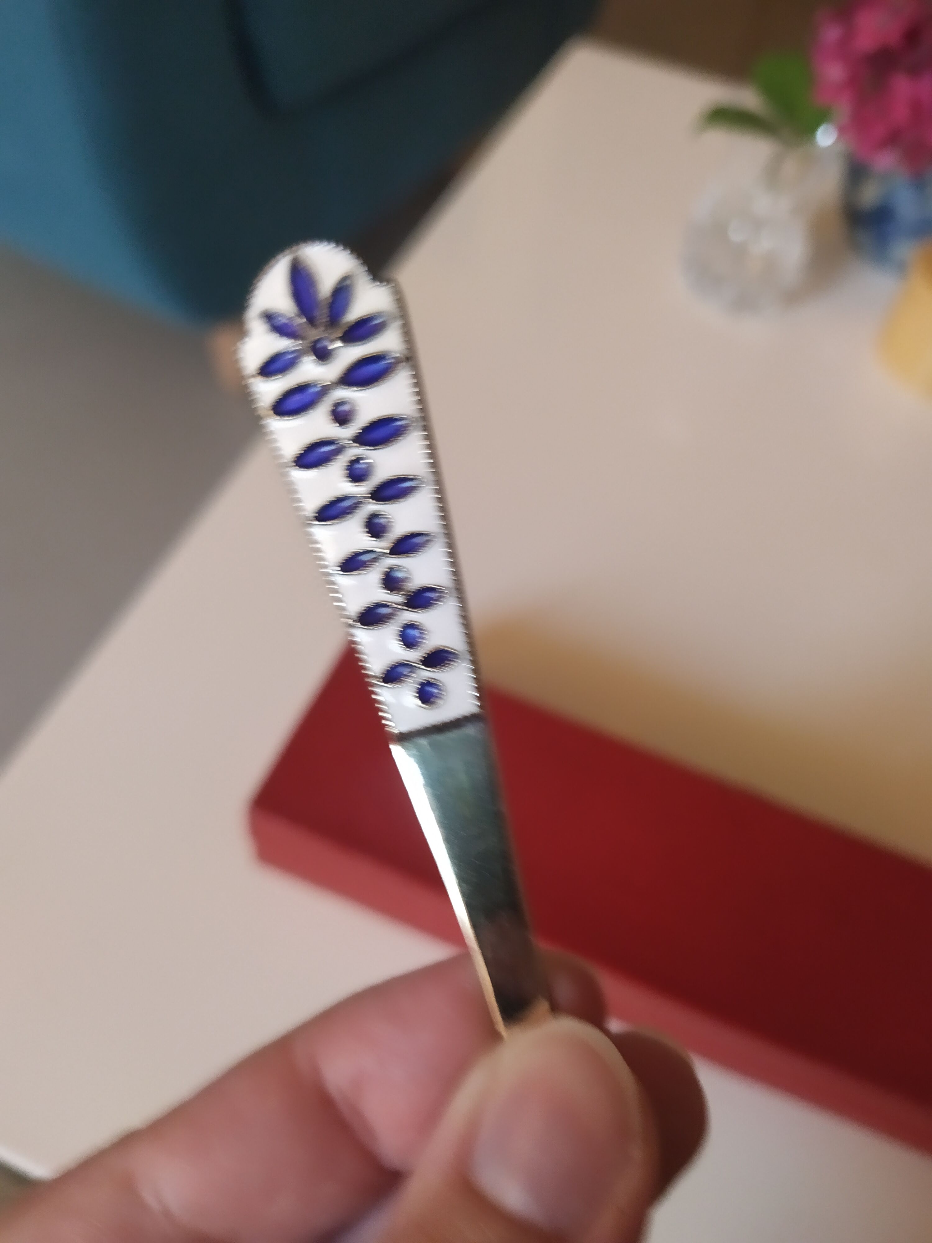 Russian enamelled silver spoon