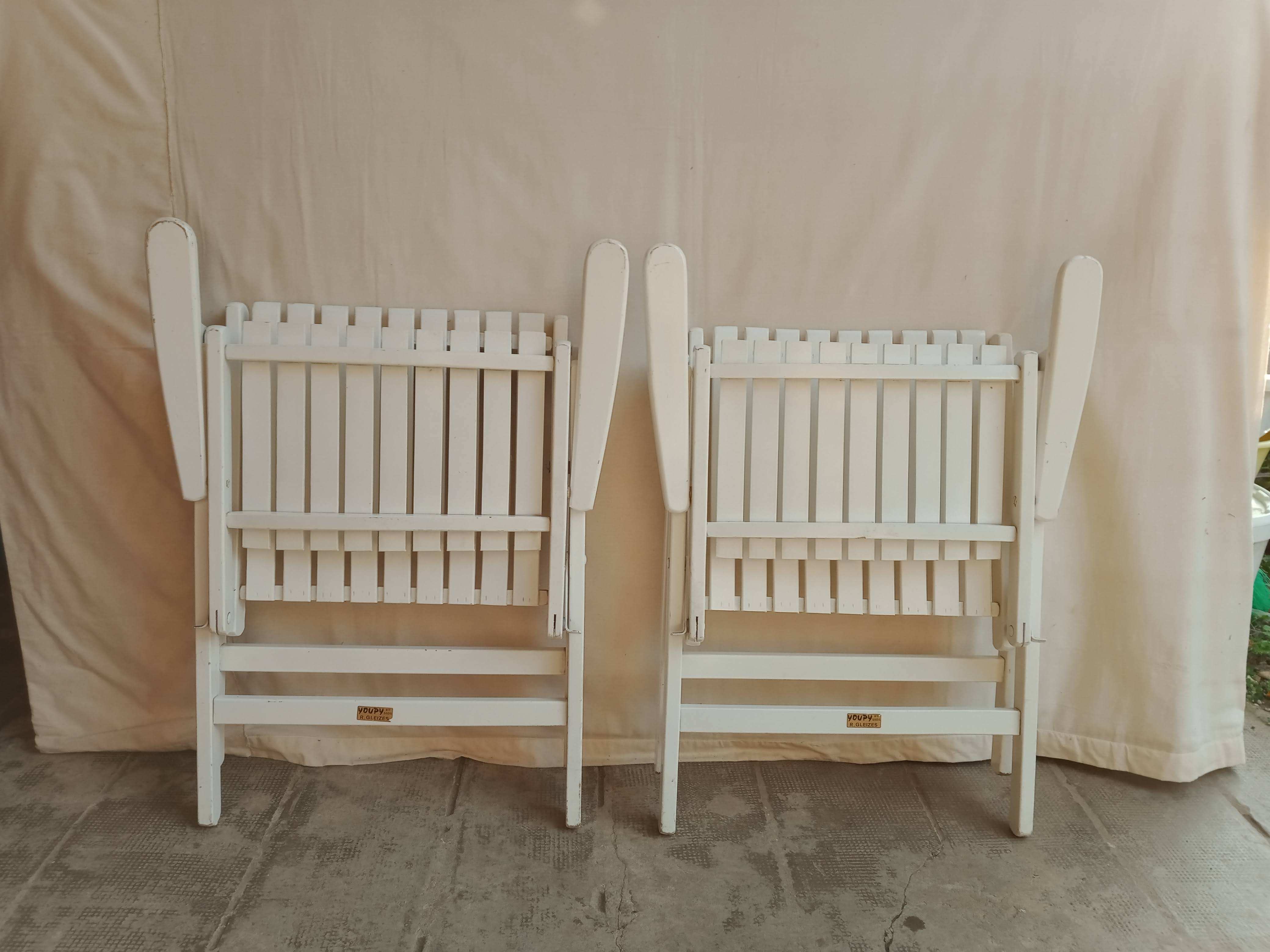 Vintage garden furniture R Gleizes in white painted wood