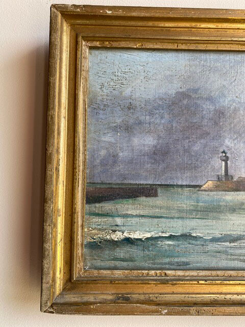 Ancient painting, Marine , signed and dated 1935