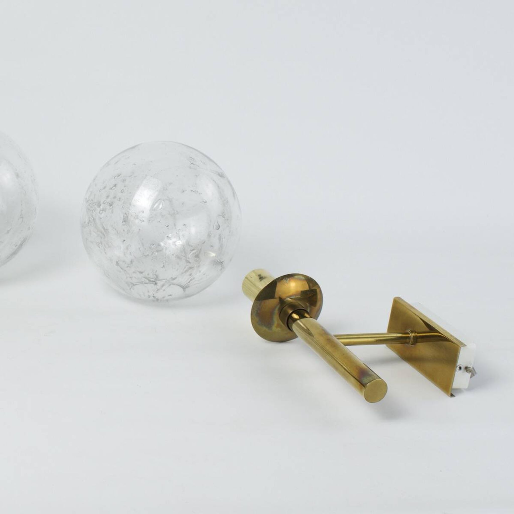 Vintage brass and glass wall lights, 1960s Doria Leuchten