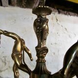 Lustre vintage français bronze 2 chérubins putti 2  signé Mathieu
