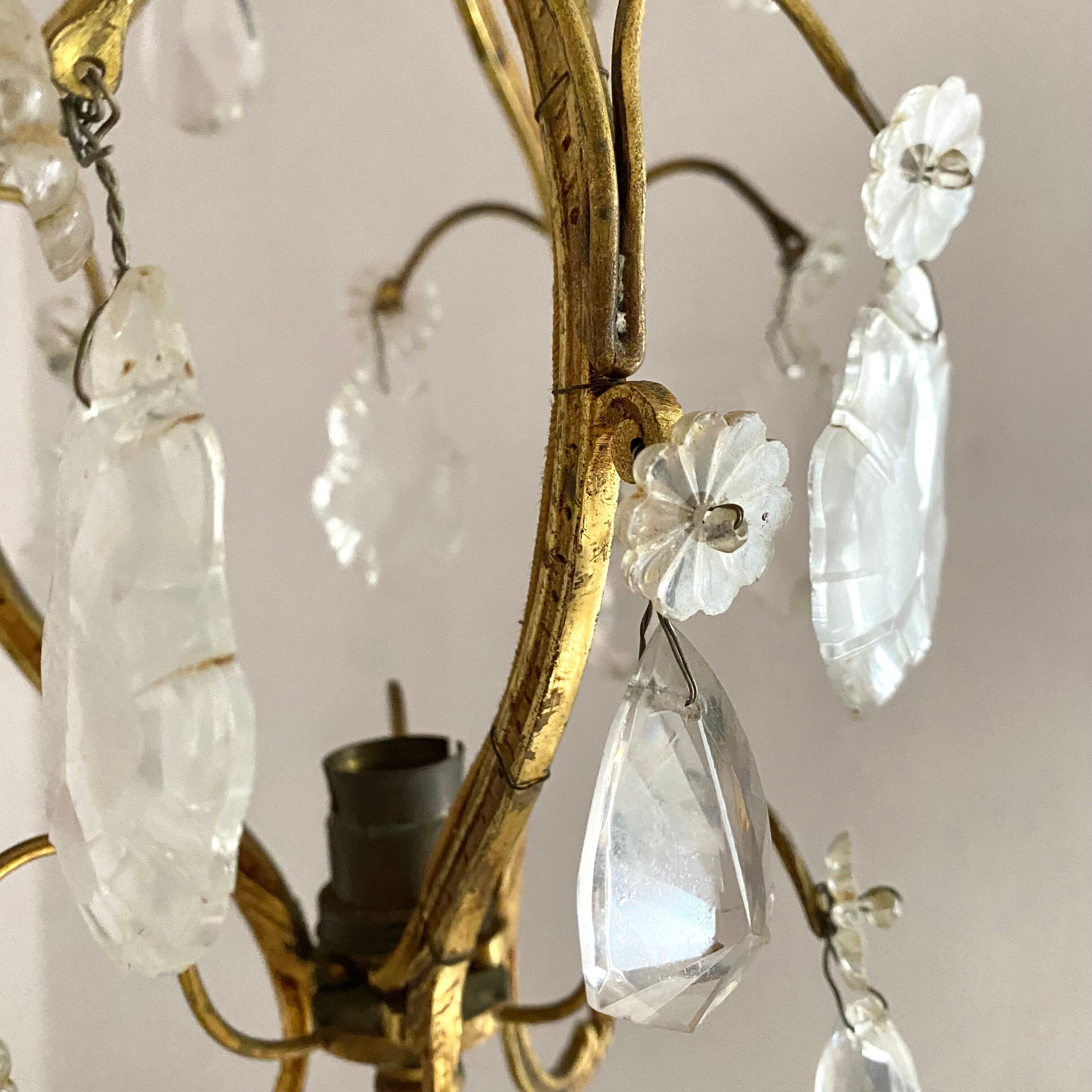 Lustre ancien pampilles en verre de murano