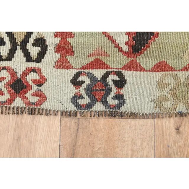 1970s Turkish Oushak Handmade Wool Cotton Red Runner Rug 131x354