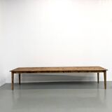 Large XXL farmhouse table in solid pine with 1950s tapered legs.