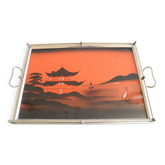 Art Deco style Asian plateau antique pagoda tray Japonais decor