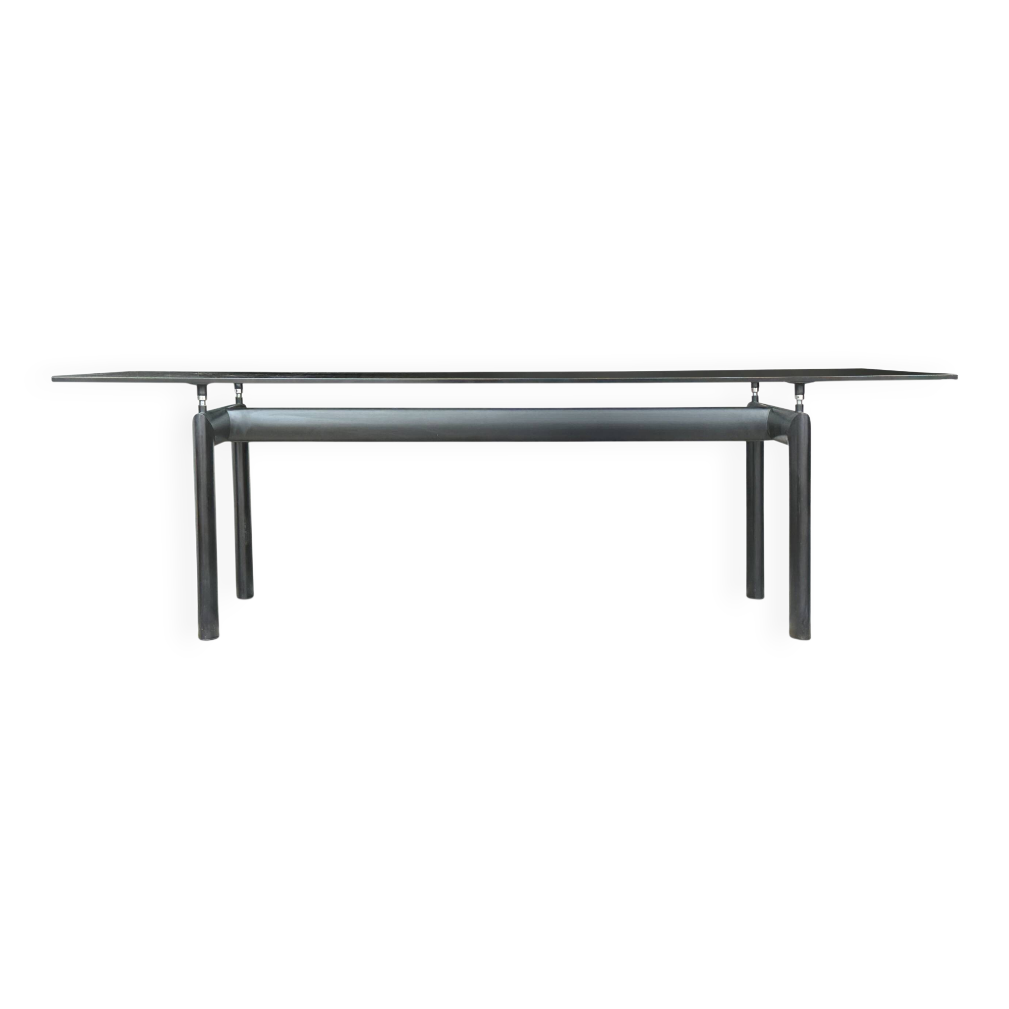 LC6 glass and metal dining table by Le Corbusier et al. for Cassina 1990s