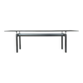 LC6 glass and metal dining table by Le Corbusier et al. for Cassina 1990s