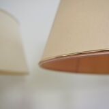 Mahogany Hat Lamps, Brass and Cotton of Abat Day, 1950s, Set of 2