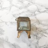 Antique rectangular jewelry box decorated with a landscape of Hendaye