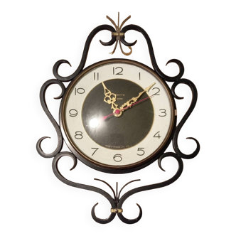 Wrought iron wall pendulum clock, by Vedette Transistor