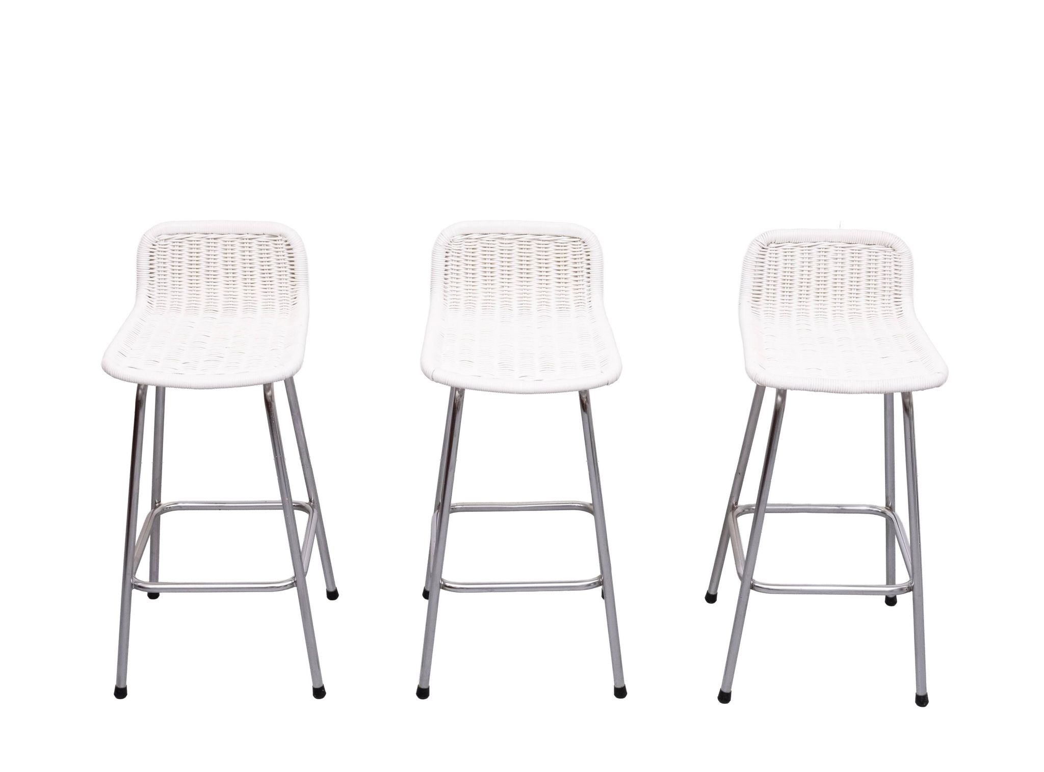Rohe Noordwolde set of 3 Rattan Bar Stools 1960s Holland