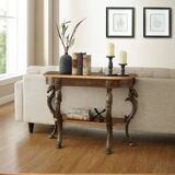 Masterpiece Floral Demilune Console Table with Horse Head Legs by Powell