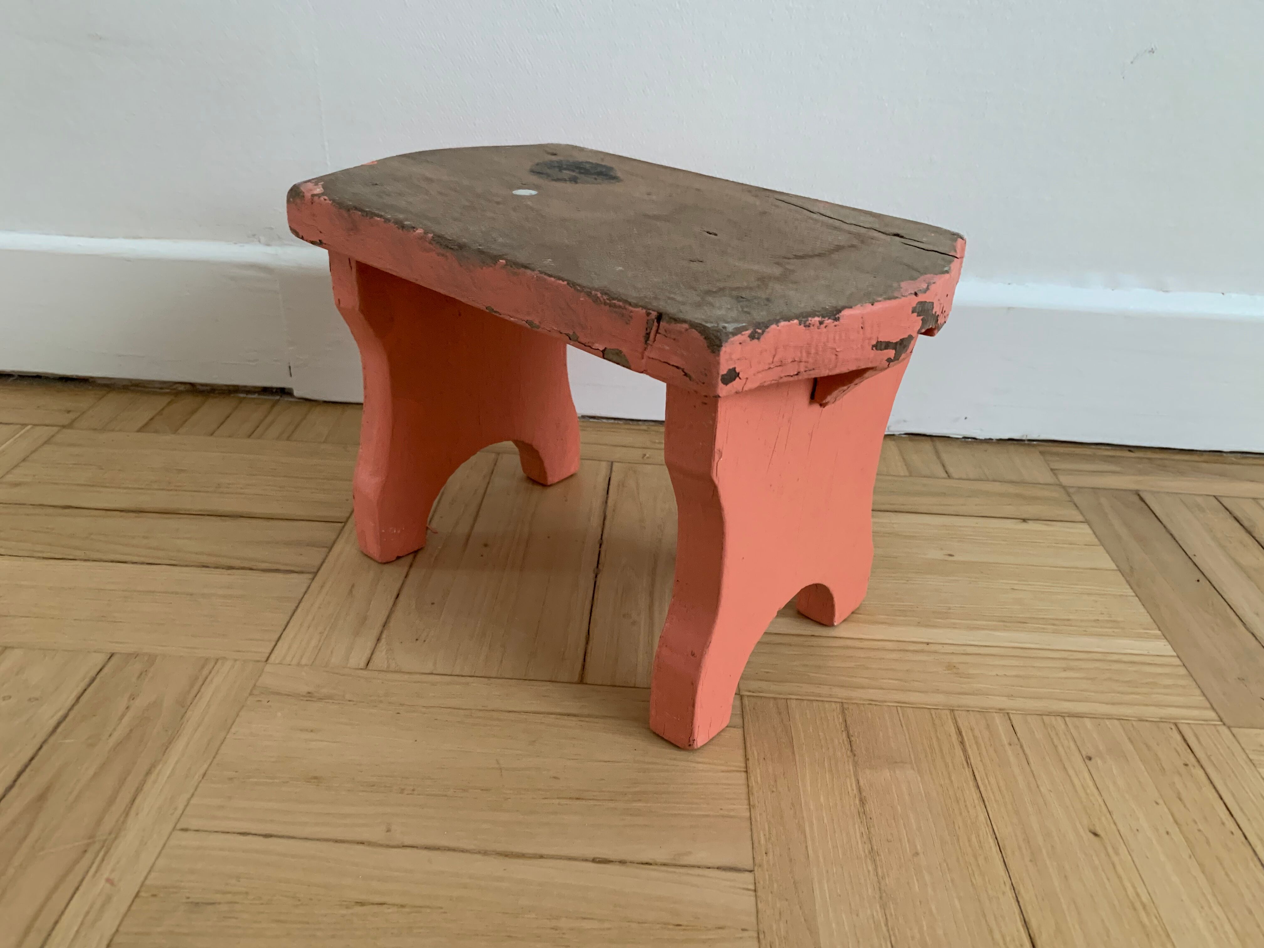 Small step foot in old wood