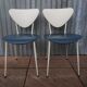 Ensemble de 2 chaises à manger rétro de skai en bleu et blanc