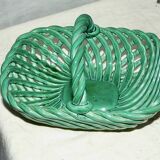 Vintage 1960s woven earthenware basket-shaped bowl