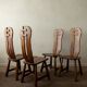 Brutalist Oak Dining Chairs Sculptural Backs by De Puydt, 1960s, Set of 4