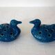 2 blue ceramic duck flower picks