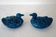 2 blue ceramic duck flower picks