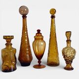 Empoli Amber Glass Decanter Set by Wayne Husted, Handmade in Italy