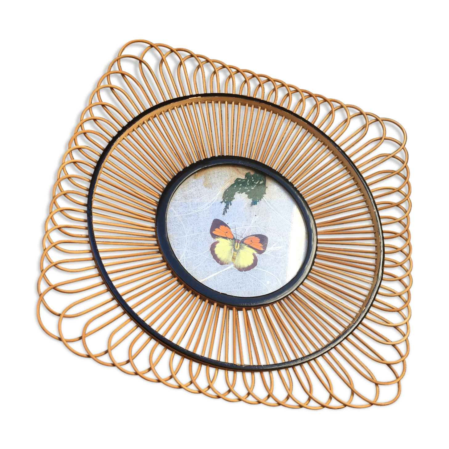 Wicker and butterfly fruit basket