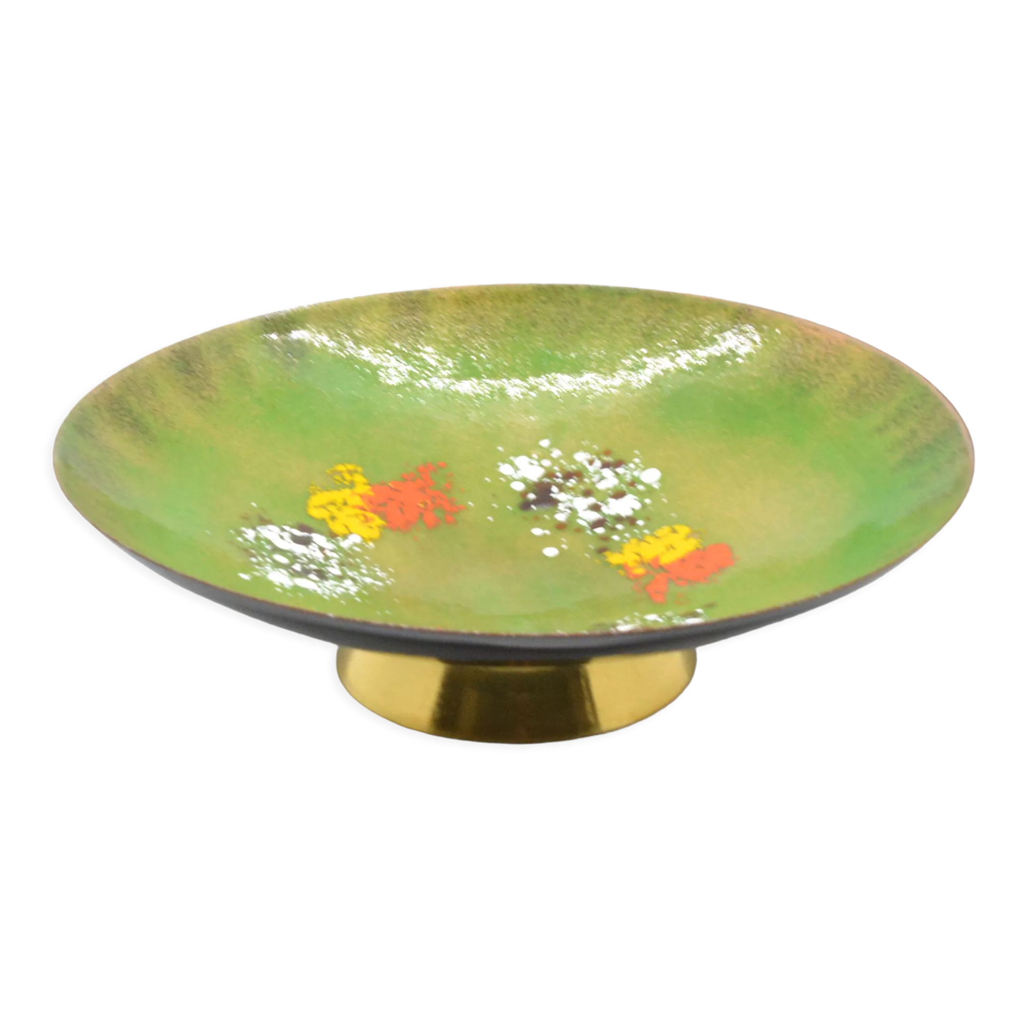 1960s enameled platter copper bowl, Germany