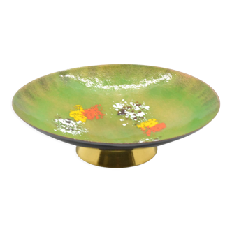 1960s enameled platter copper bowl, Germany