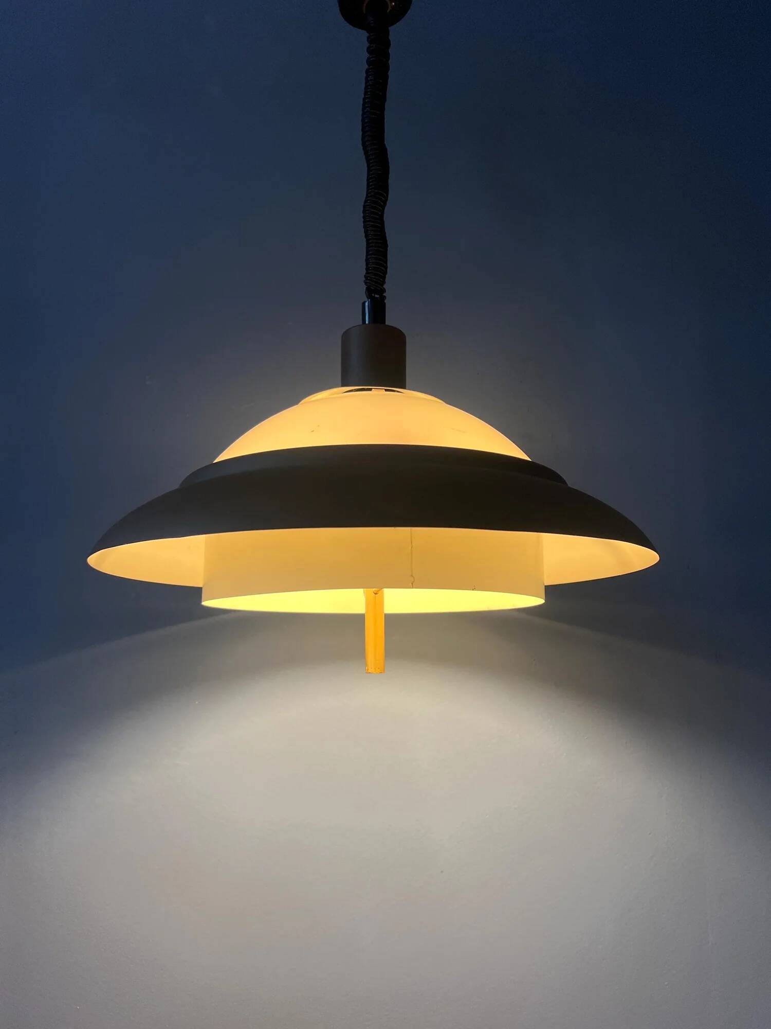 Brown and beige mid-century Dijkstra space age pendant lamp