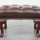 Dark brown cowhide leather Chesterfield ottoman