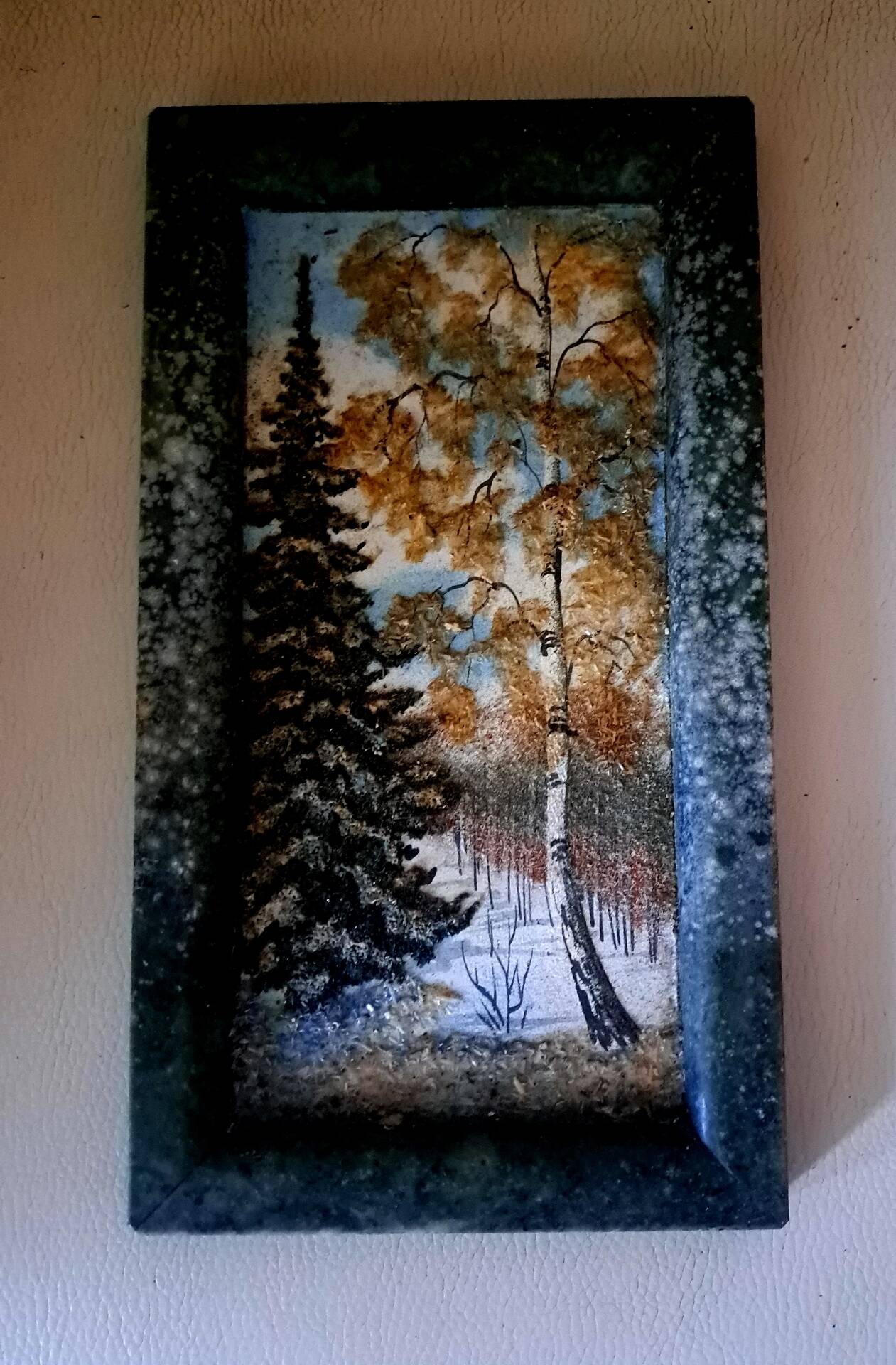 Acrylic painting on marbled paper. Russia. Year 1960.