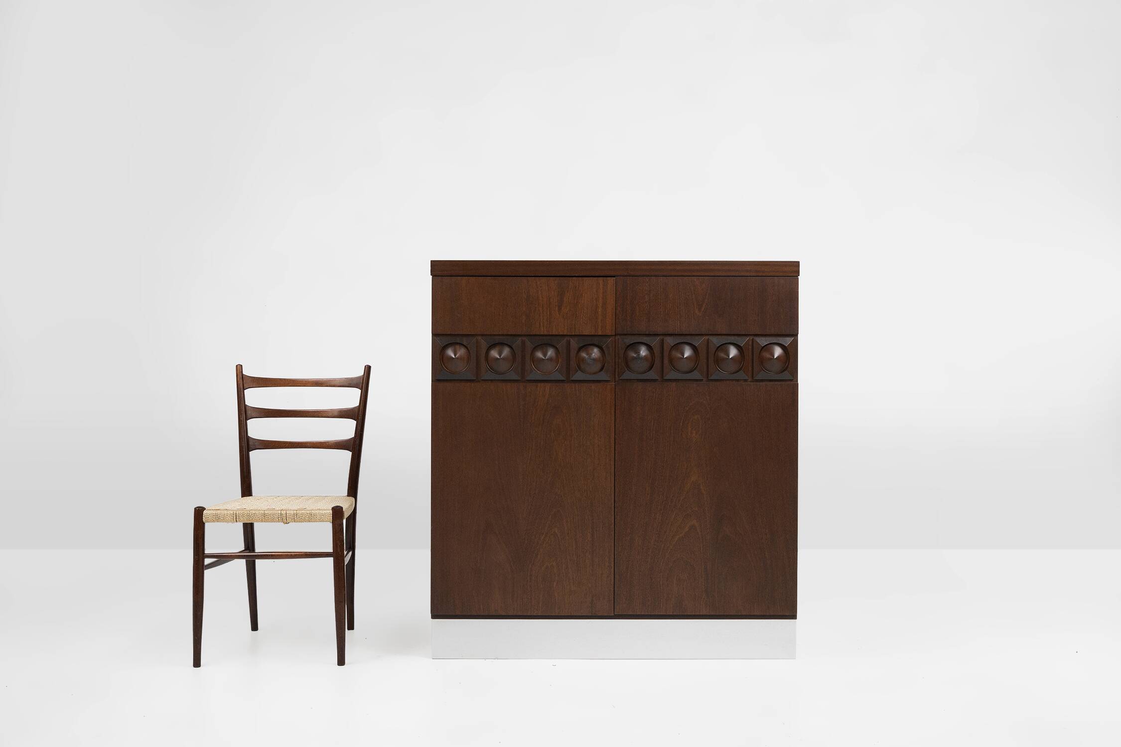 Brutalist geometrical seventies bar cabinet or high-board, Belgium