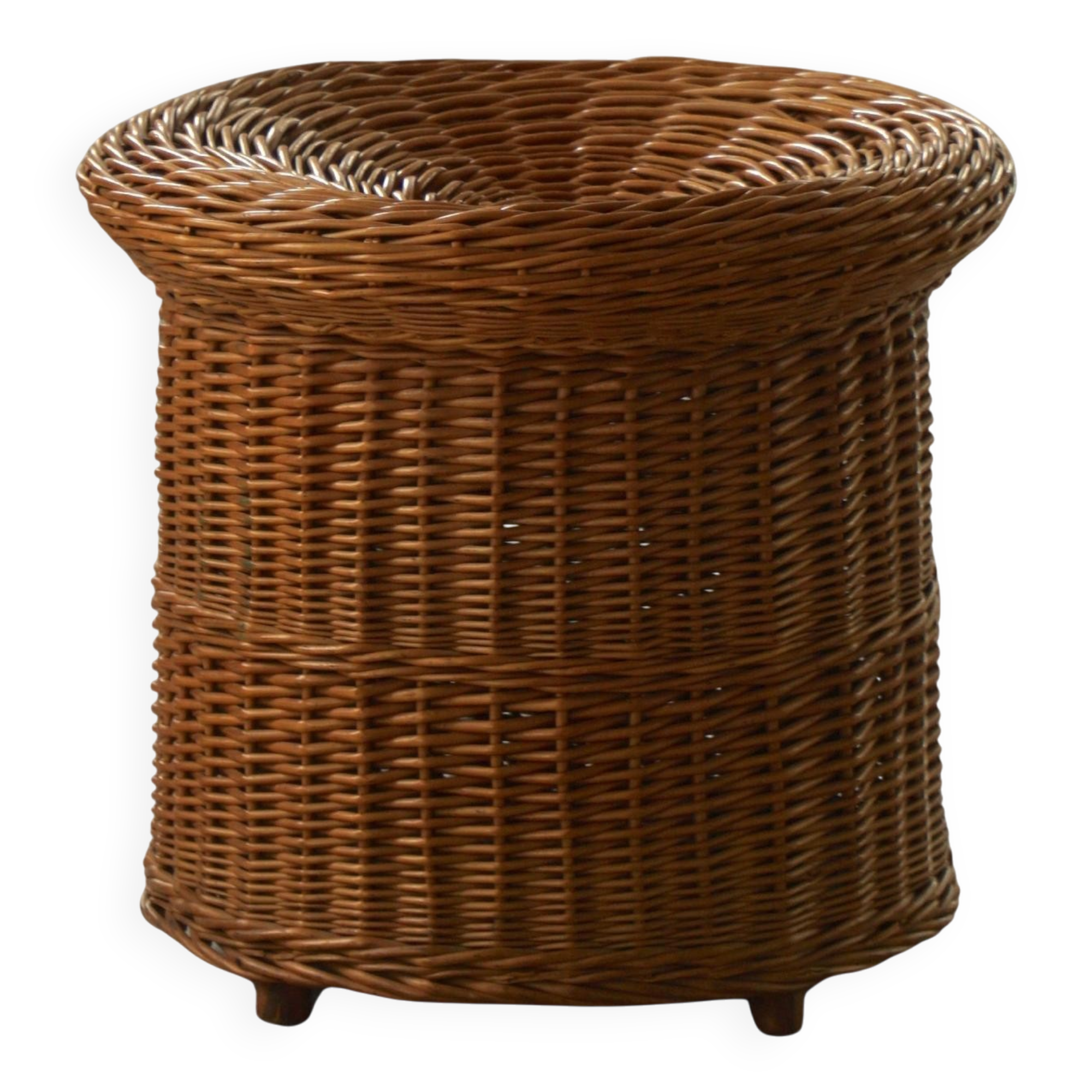 Table d'appoint / tabouret décoratif en rotin de Bohème, French mid 20th