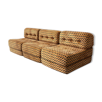 Sofa with 3 modules convertible into a bed of the 70s