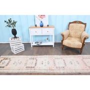Vintage Turkish Oushak Handmade Cotton Orange Wool Runner Rug 82x328