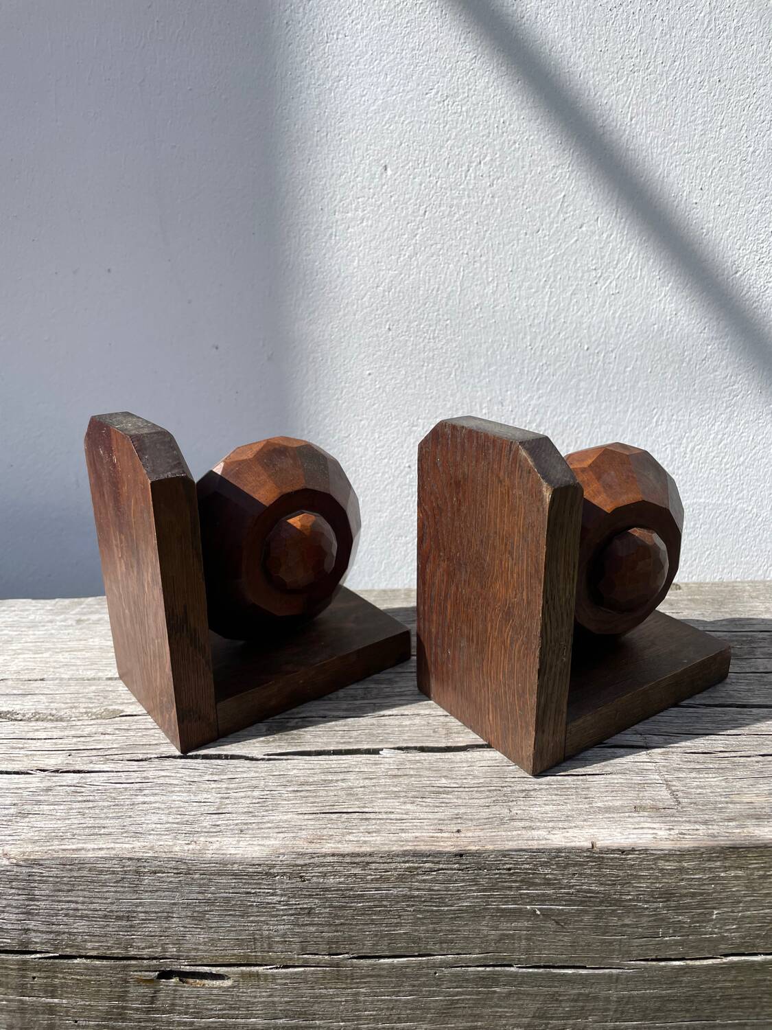 Art Deco wooden bookends