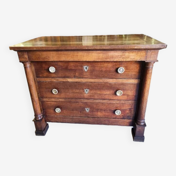 empire chest with detached columns 4 drawers walnut wooden top