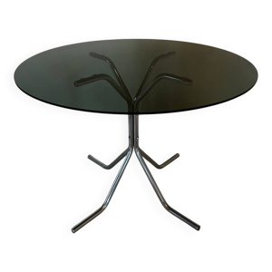 table en chrome et verre