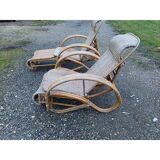 Pair of colonial rattan deck chairs