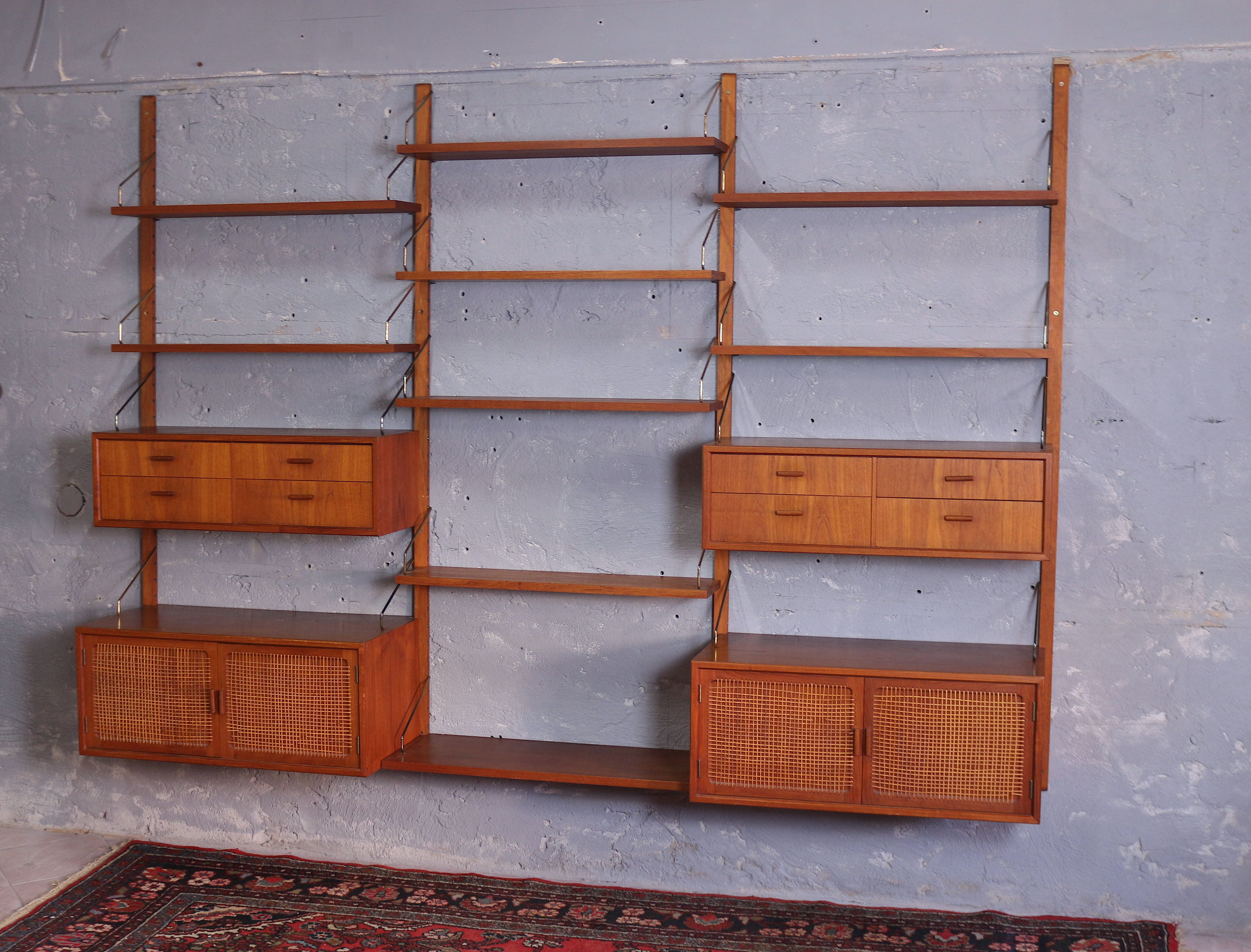 Mid century teak wall unit by Gustav Bahus, Norway 1960's