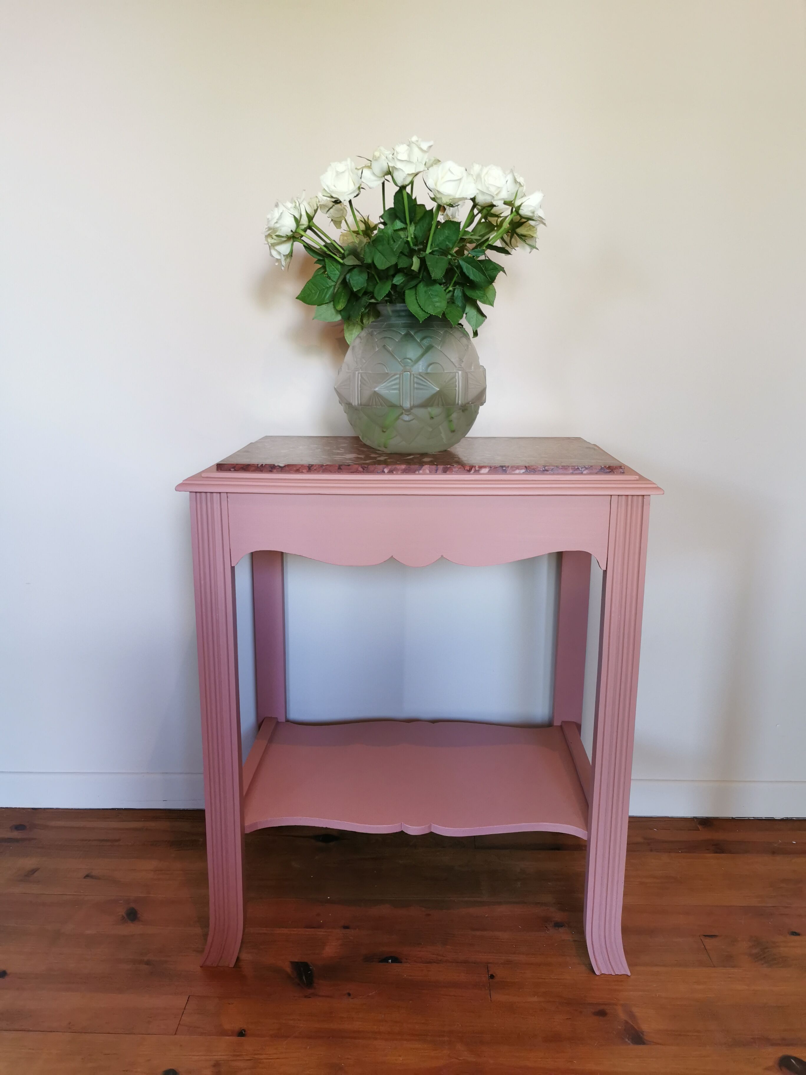 Powder pink art deco pedestal table