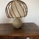 Stoneware lamp - rattan shade