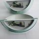 Pair of vintage black metal and plexiglass half-moon wall lights