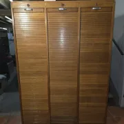 Vintage oak three-panel curtain cabinet