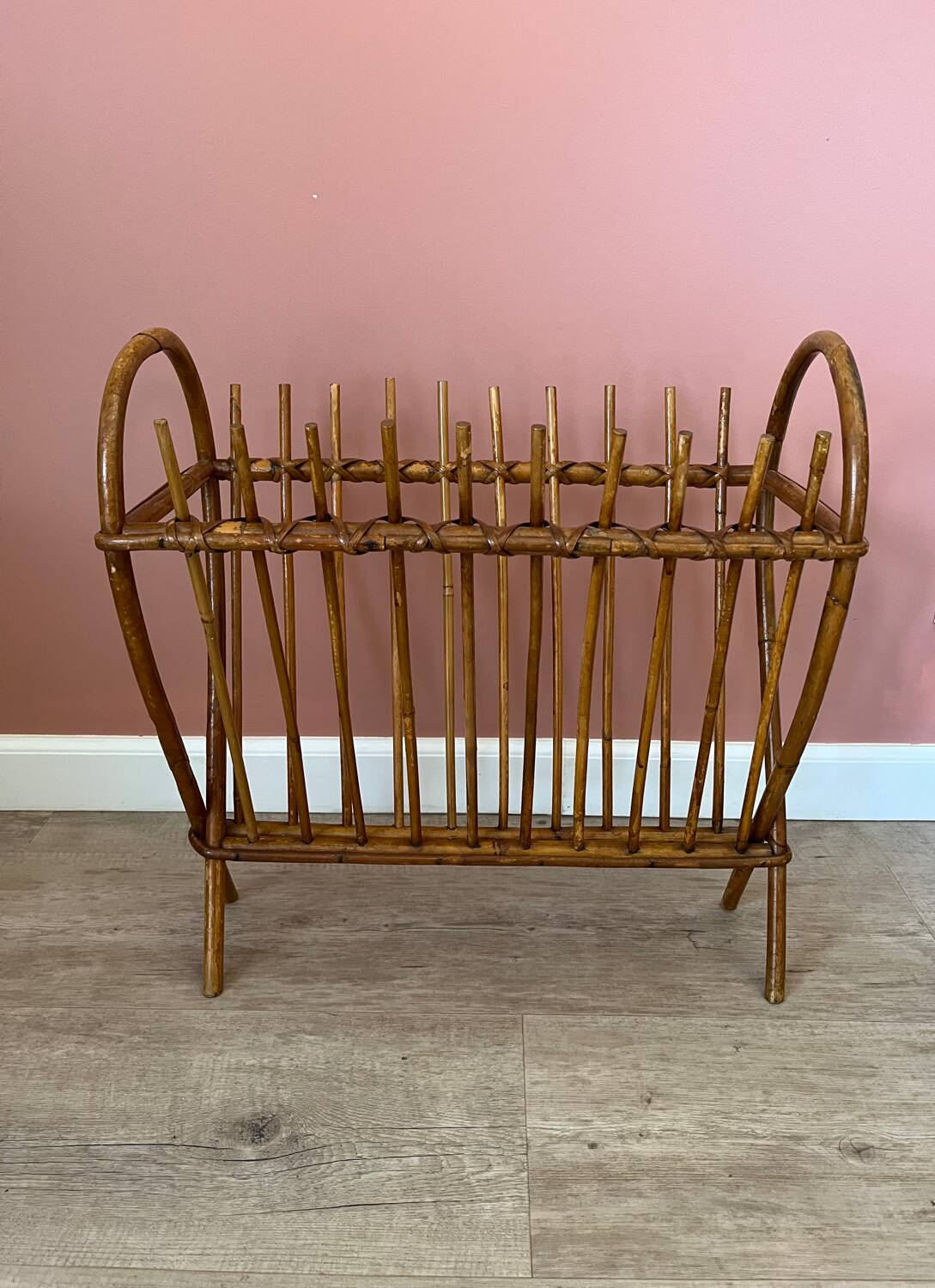 Rattan wicker magazine rack