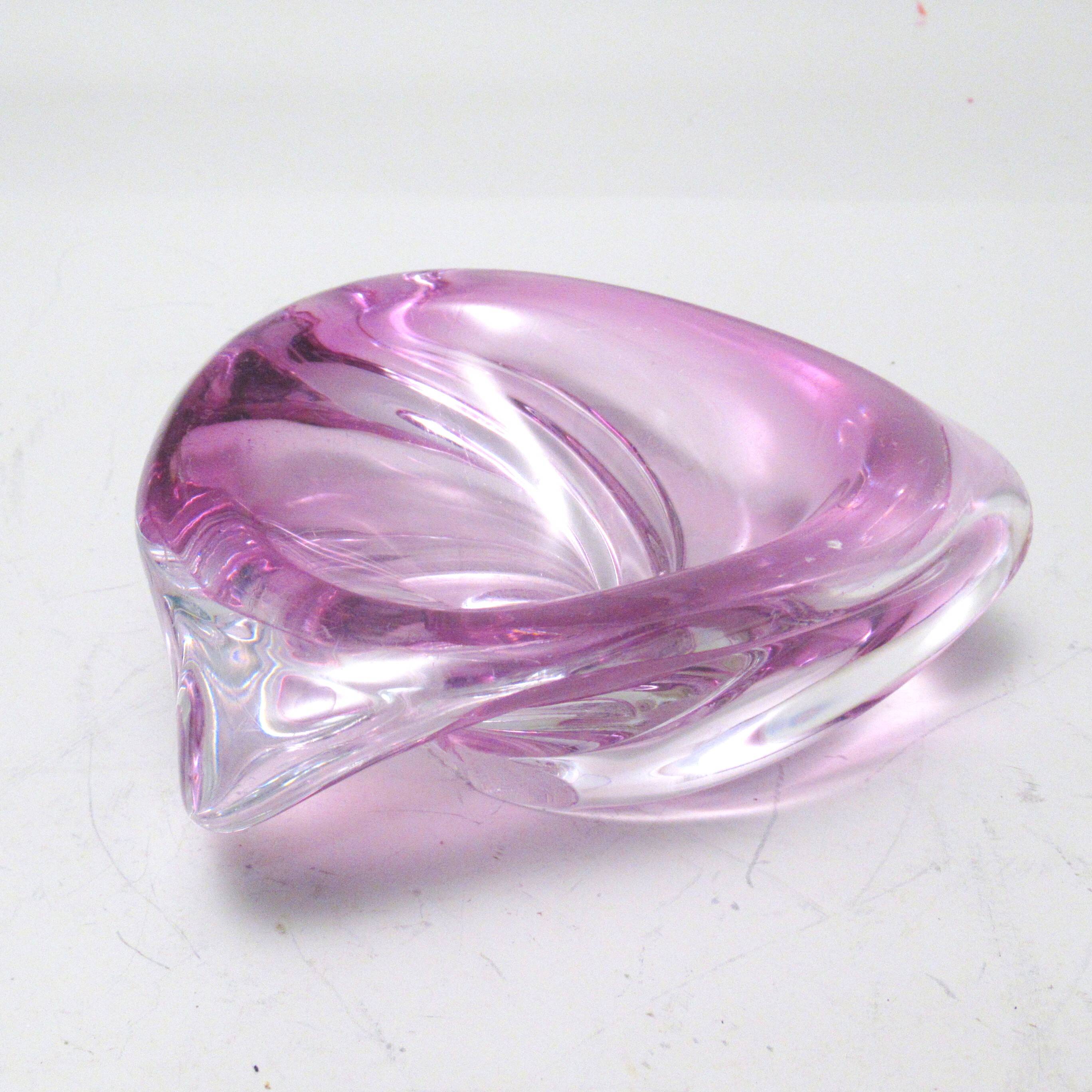 Pink glass vide poche Val St Lambert 1960s