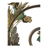 Art Nouveau Chestnut Leaf and Green Glass Sconce, 1900s