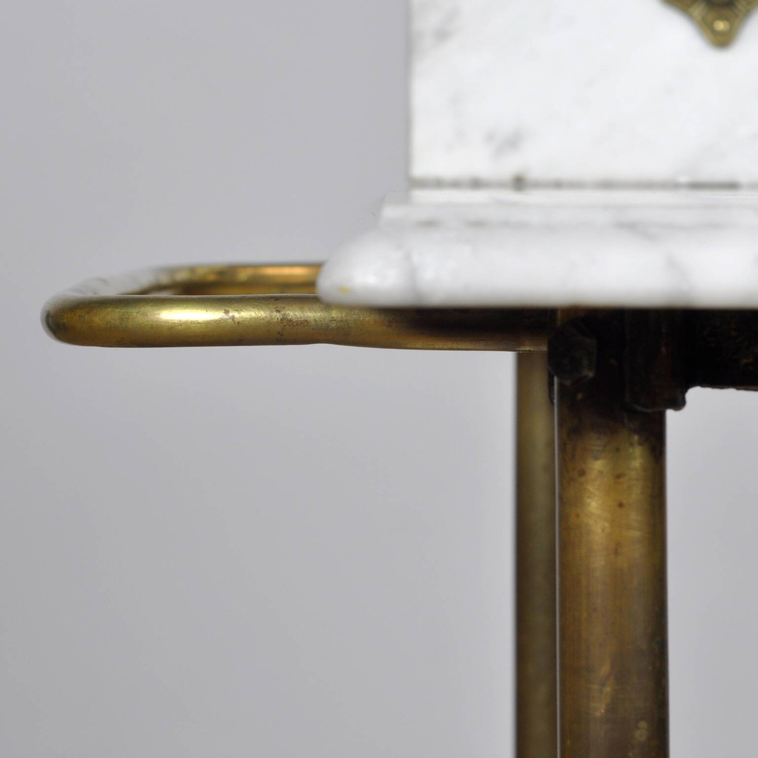 Antique wash stand in brass and marble, circa 1880