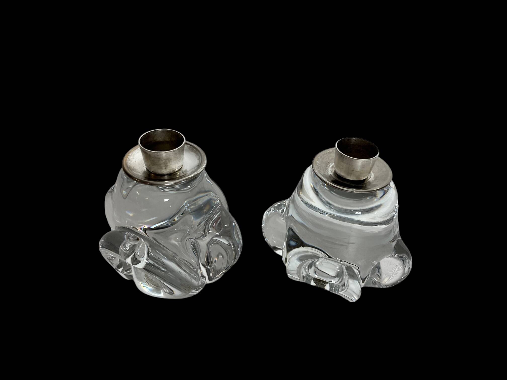 Tableware pair of crystal candlesticks JB France 20th century