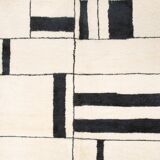 Tapis berbere beni ourain bicolore ecru et noir 307 x 208 cm
