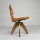 Chaise haute, chaise pivotante et chaise d'écolier en bois, années 1950